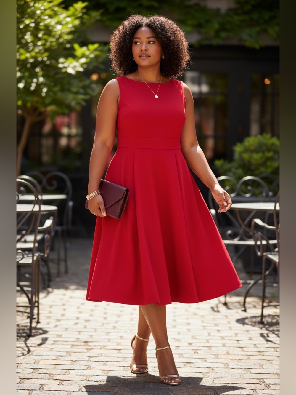 NWT Nine West Fit & Flare Dress Size 18 Berry Sleeveless A-Line Career Party